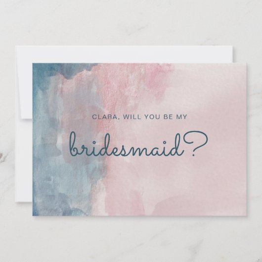 Brautkarte in Rosa und Blau Einladung (Vorderseite)