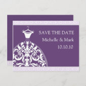 Brautkarte Save the Date Lila Ankündigungspostkarte (Vorne/Hinten)