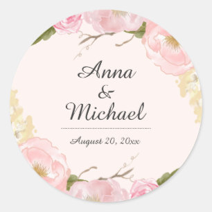 Brautkleber Blush Botanical Floral Runder Aufkleber