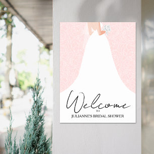 Brautkleid auf rosa Brautparty Poster