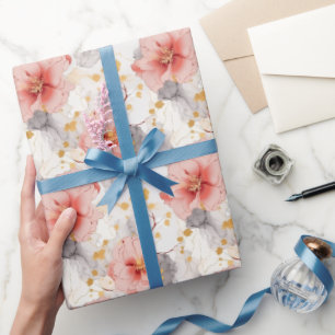 Brautkleid Blush Koralle Grau Floral Hochzeit Geschenkpapier