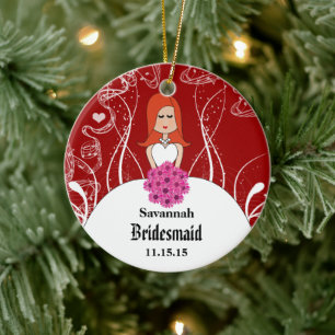Brautkleid Brautjungfer wählt Farben Rotkopf Keramik Ornament