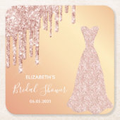 Brautkleid Brautparty Rose Gold Glitzer Tropfen Rechteckiger Pappuntersetzer (Vorderseite)