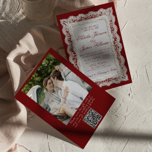 Brautkleid Burgund Altgeld Foto QR Code Hochzeit Einladung