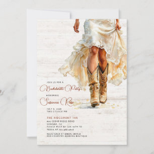 Brautkleid Cowgirl Stiefel Junggesellinnenabschied Einladung