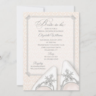 Brautkleid-Damaskus-Verzierte Brautschuhe Einladun Einladung
