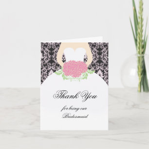 Brautkleid, Damast, Blumen Hochzeit Danke