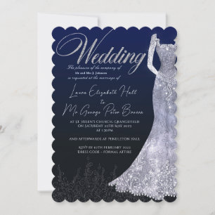Brautkleid Diamant Blauer Hochzeitseinladung Einladung