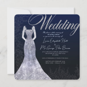 Brautkleid Diamant Blauer Hochzeitseinladung Einladung