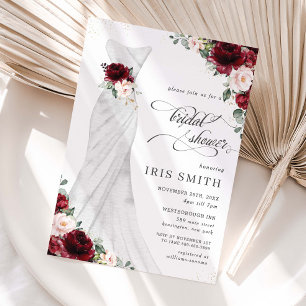 Brautkleid Hochzeit Burgunderrot Floral Braut Dusc Einladung
