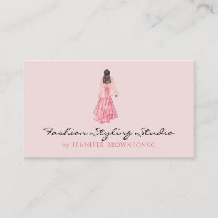 Brautkleid Hochzeitsplaner Wasserfarbe Rosa Visitenkarte
