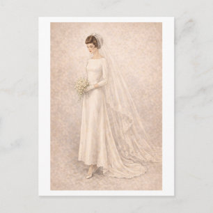 Brautkleid im Stil der 1960er Jahre Postkarte