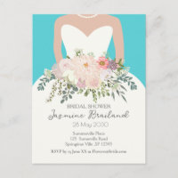 Brautkleid mit Blumenstrauß Brautparty