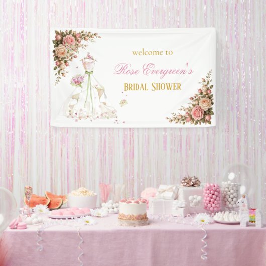 Brautkleid mit rosa Blumen nach Maß Banner (Party)