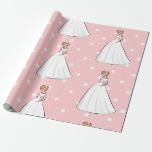 Brautkleid mit rosa Punkten für Junggesellinnenabs Geschenkpapier