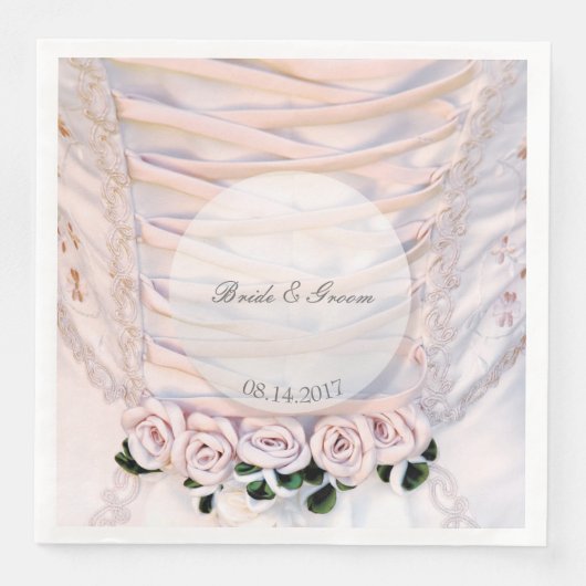 Brautkleid mit Rose Hochzeit Serviette (Vorderseite)