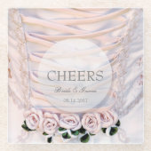 Brautkleid mit Rose Hochzeitsjubeln Glasuntersetzer (Vorderseite)