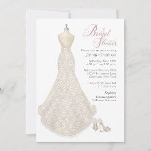 Brautkleid mit Schuhen Einladung zur Brautparty