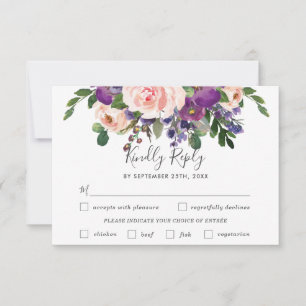 Brautkleid-Pfirsich-Plüsch-Blumen-Hochzeitsmahlzei RSVP Karte