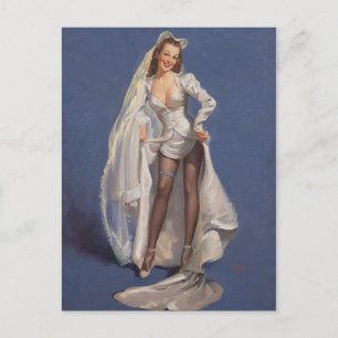 Brautkleid Pin Up Postkarte