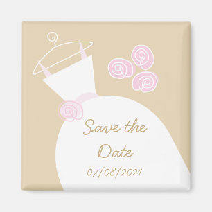 Brautkleid Rosa Beige 'Save the date' Magnet