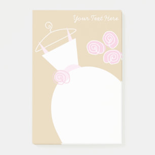 Brautkleid Rosa beige Text Post-it-Notiz Post-it Klebezettel