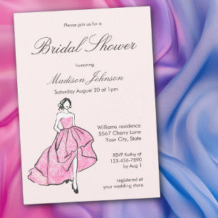 Brautkleid Rosa Hochzeitsdusche Einladung