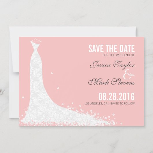 Brautkleid Save the Date Magneteinladung (Vorderseite)
