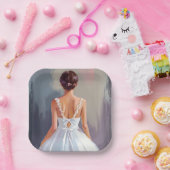 Brautkleid | Wasserfarbe Weißes Spitzenkleid Pappteller (Party)