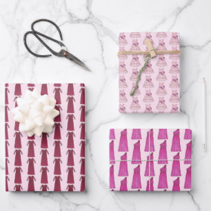 Brautkleider Brautjungfer Blumenmädchen Geschenkpapier Set