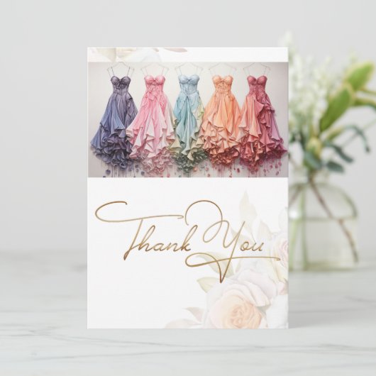 Brautkleidung Dankeskarte (Stehend Vorderseite)