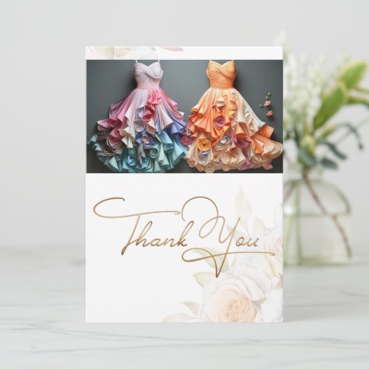 Brautkleidung Dankeskarte (Stehend Vorderseite)