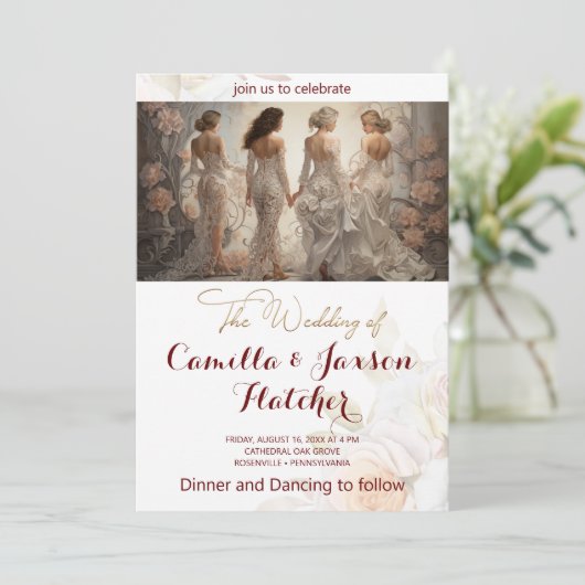 Brautkleidung Einladung (Stehend Vorderseite)