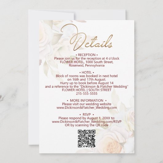 Brautkleidung Einladung (Rückseite)