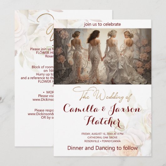 Brautkleidung Einladung (Vorne/Hinten)