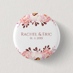 Brautknopf 'Blush Floral' mit benutzerdefinierten  Button