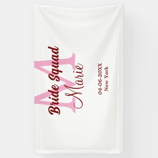 Brautkommando hinzufügen Name Monogramm Brautjungf Banner (Vertikal)