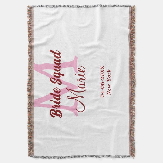 Brautkommando hinzufügen Name Monogramm Brautjungf Decke (Vorderseite Vertikal)