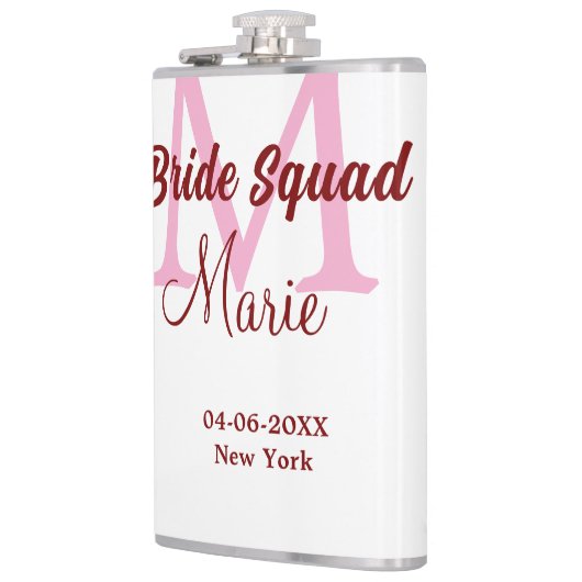 Brautkommando hinzufügen Name Monogramm Brautjungf Flachmann (Links)