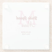 Brautkommando hinzufügen Name Monogramm Brautjungf Glasuntersetzer (Rückseite)