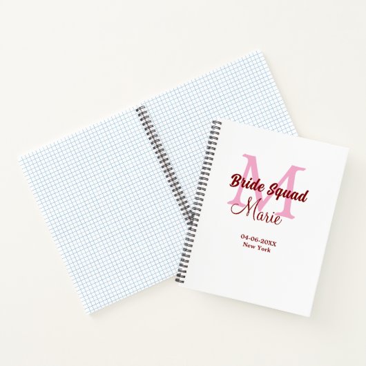 Brautkommando hinzufügen Name Monogramm Brautjungf Notizblock (Innenseite)
