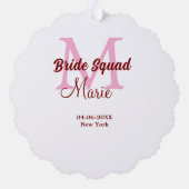 Brautkommando hinzufügen Name Monogramm Brautjungf Ornament Karte (Rückseite)