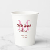 Brautkommando hinzufügen Name Monogramm Brautjungf Pappbecher (Vorderseite)