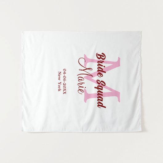 Brautkommando hinzufügen Name Monogramm Brautjungf Wandteppich (Vorderseite (Horizontal))