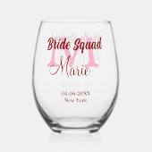 Brautkommando hinzufügen Name Monogramm Brautjungf Weinglas Ohne Stiel (Vorderseite)