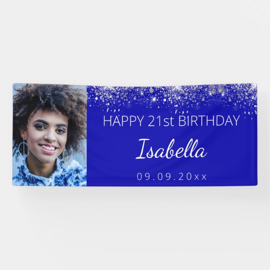 Brautkönigsblau silberner Glitzer  kundenspezifisc Banner (Horizontal)