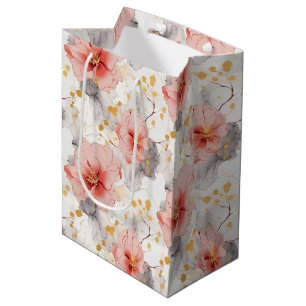 Brautkoralle Graue Blumige Hochzeit Mittlere Geschenktüte