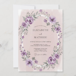 Brautkranz aus Mauve-Lavendel-Hochzeit Einladung