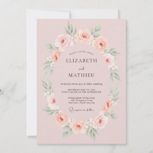 Brautkranz Hochzeit in Rosa Petal Einladung
