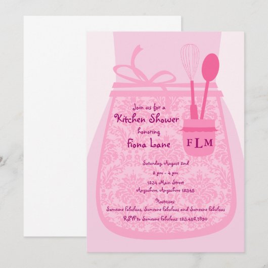 Brautküchen-Duschen-Party Einladung (Vorne/Hinten)